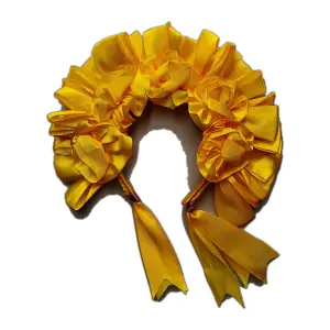 Diadema de flores amarillo, café y naranja