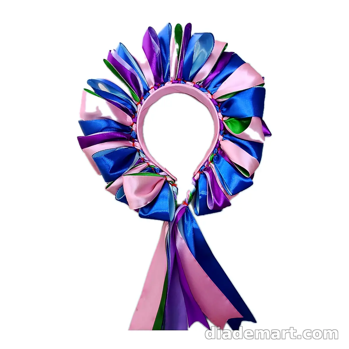 Diadema azul, rosa y morado
