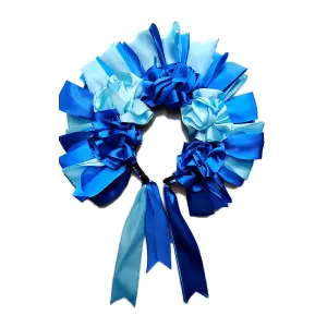 Diadema de flores azul, turquesa y negro
