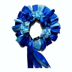 Diadema de flores azul, turquesa y negro