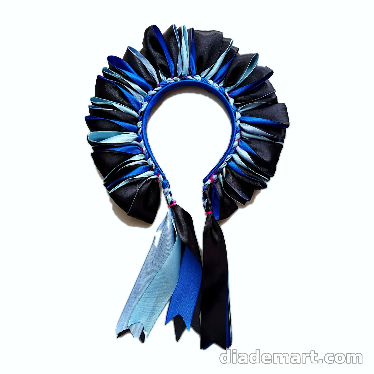 Diadema negro, azul y turquesa