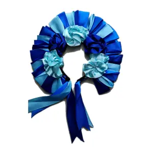 Diadema de flores azul, turquesa y negro