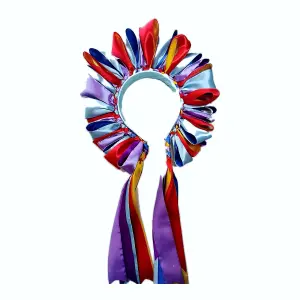 Diadema rojo, morado y azul