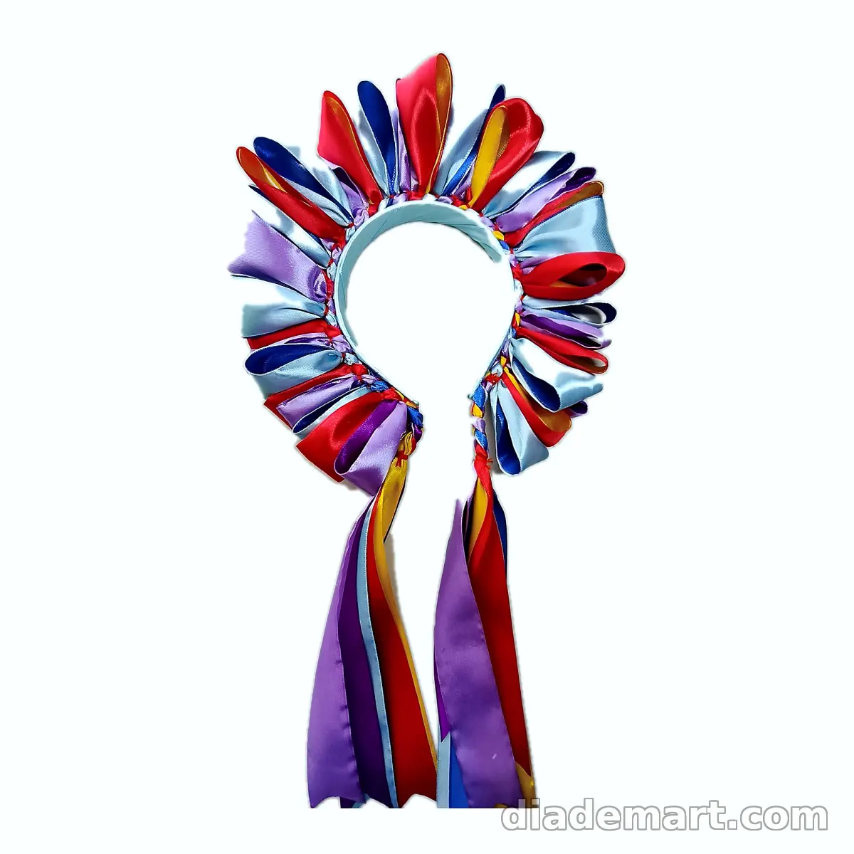 Diadema rojo, morado y azul