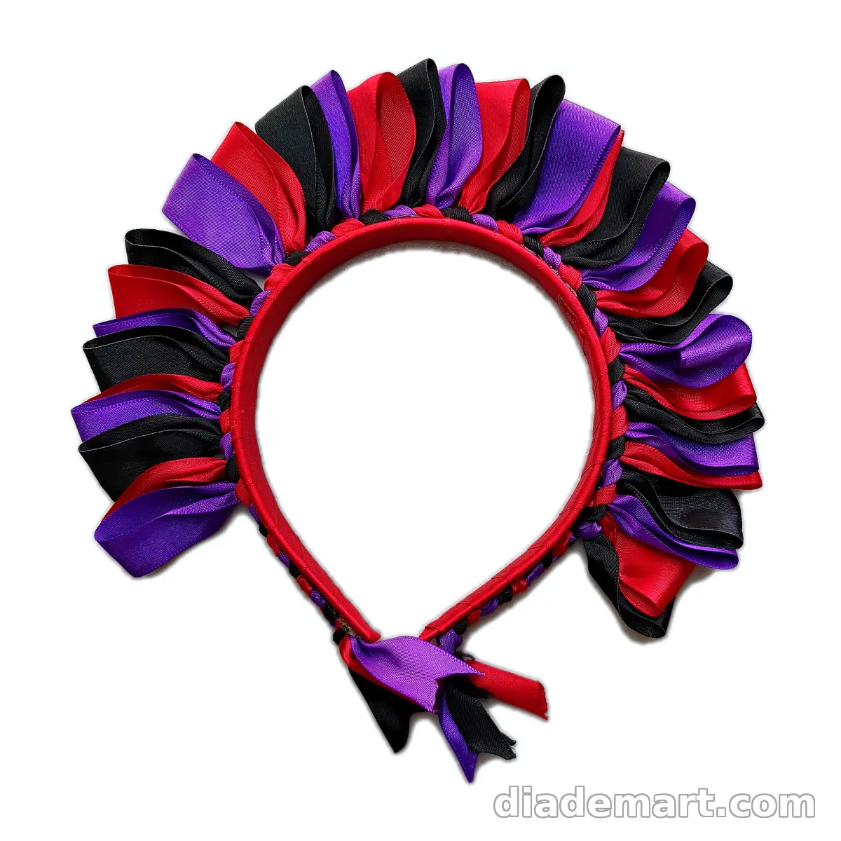 Diadema rojo, negro y morado